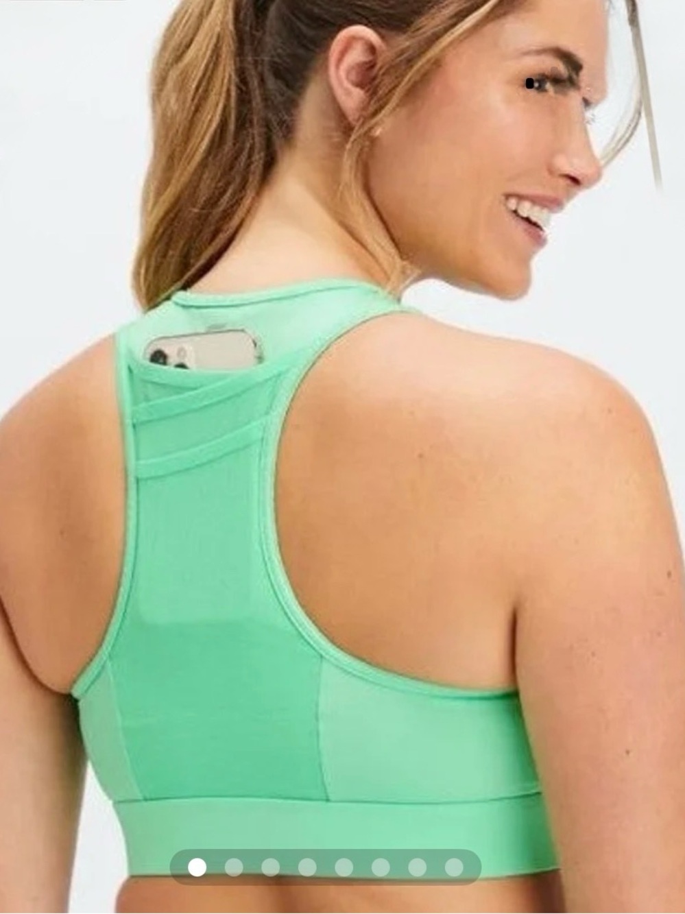 Fabletics Mint Green Racerback Sports Bra with Back Pocket size xl